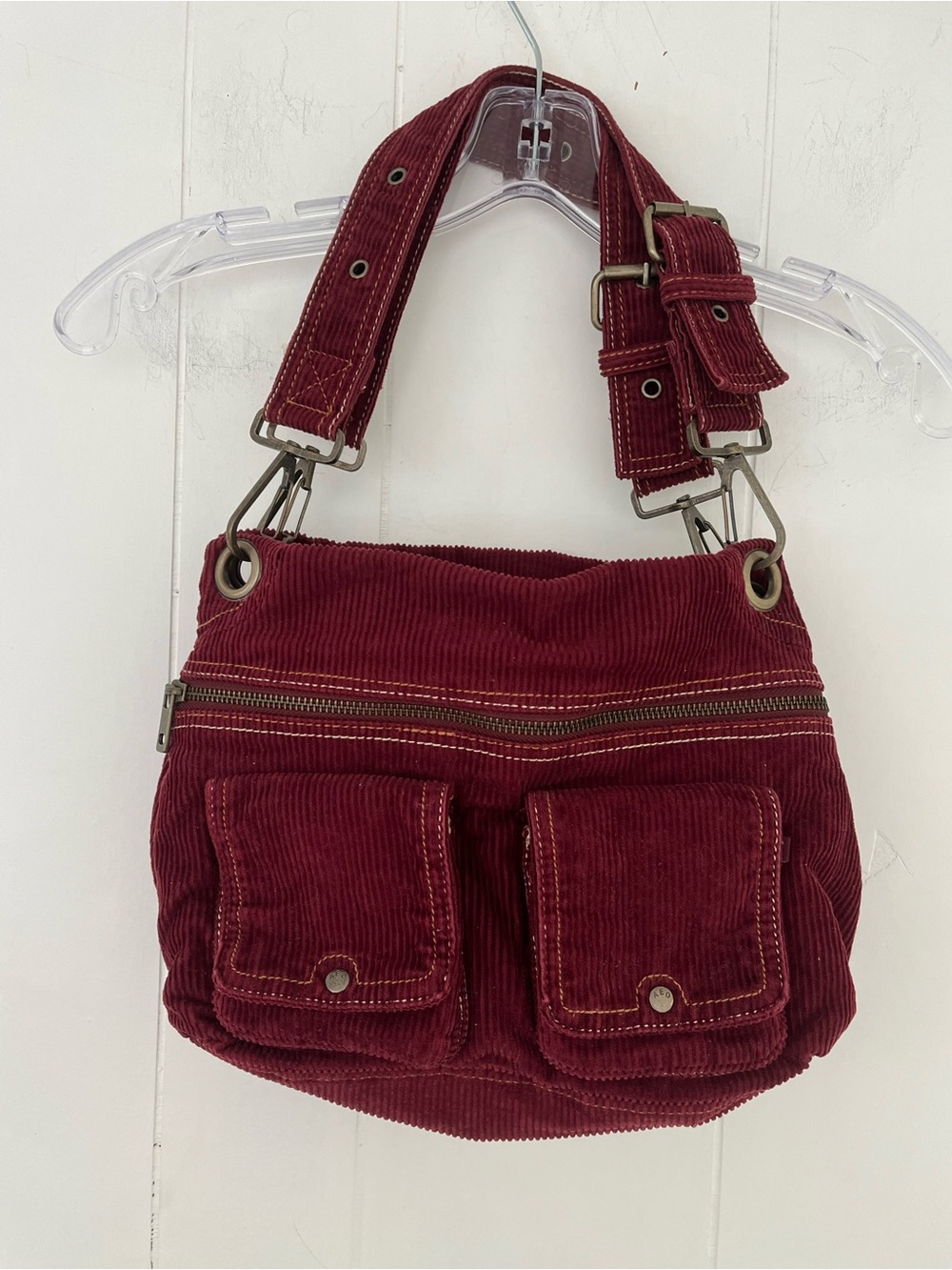American Eagle Outfitters Corduroy Pocket Hobo Bag in Burgundy